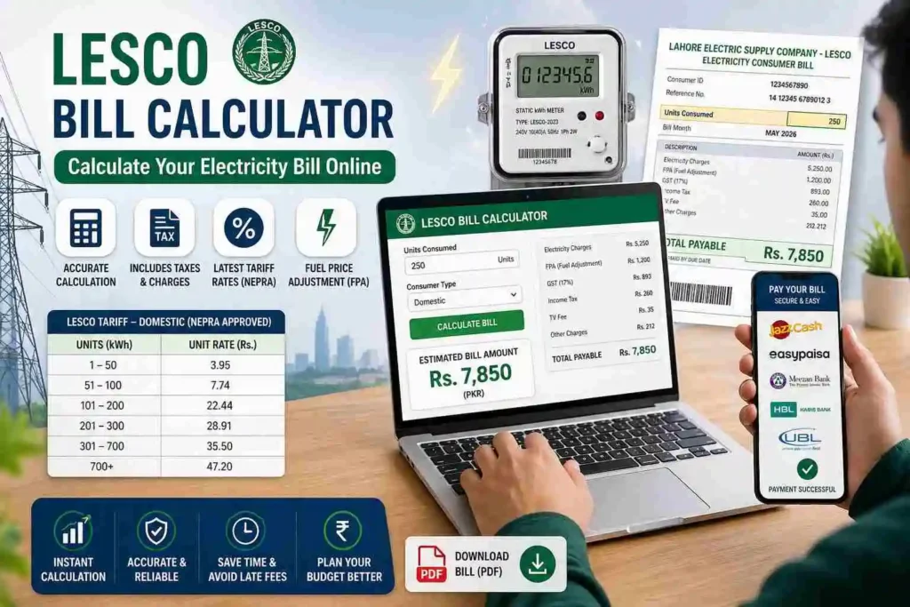 LESCO Bill Calculator Online | Estimate Your Electricity Bill 