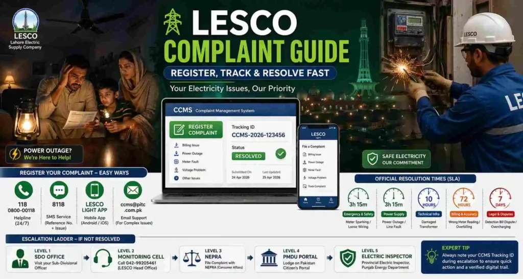 LESCO Complaints – Register, Track Status, Resolution Time & Solve Issues