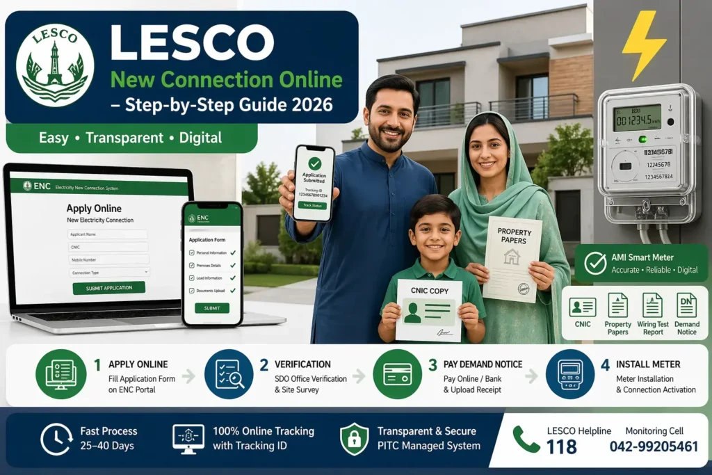 LESCO New Connection Guide 2026: Online Apply & Updated Fees 